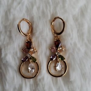 18K Yellow gold-filled topaz zircon earring